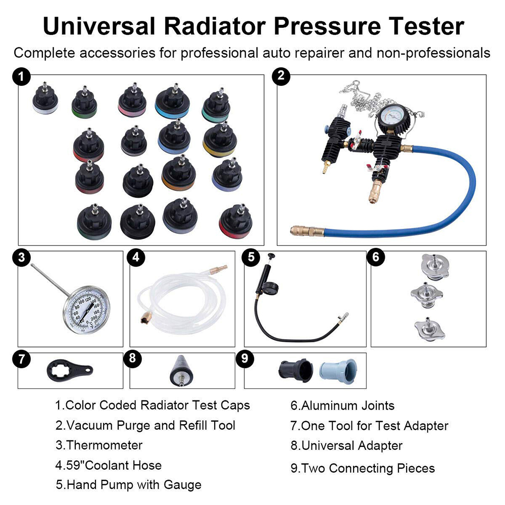 28Pcs Set Penguji Tekanan Radi - Radiator Pressure Tester ulasan dan harga